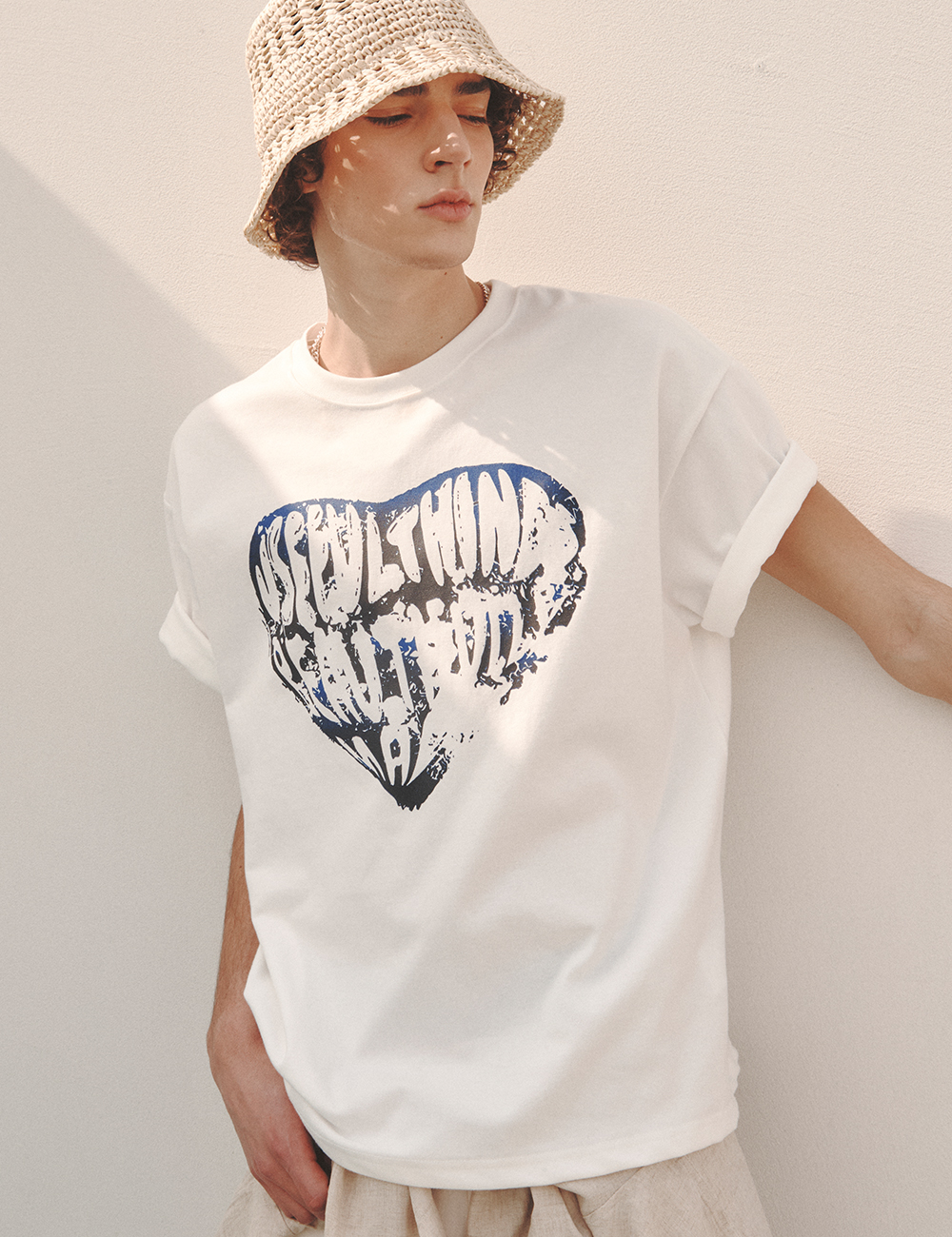 빈티지 하트 티셔츠 WHITE-BLUE (5/24 출고)