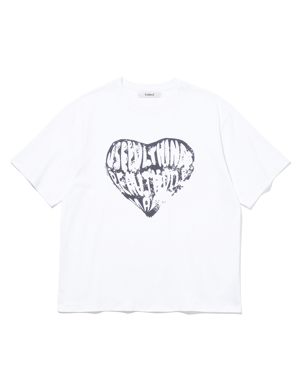 (W) 빈티지 하트 크롭 티셔츠 WHITE-CHARCOAL