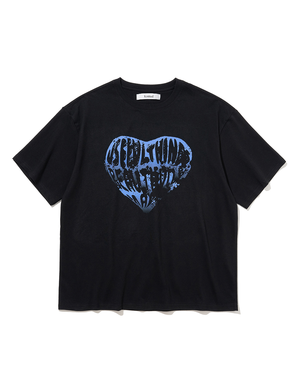 (W) 빈티지 하트 크롭 티셔츠 BLACK-BLUE